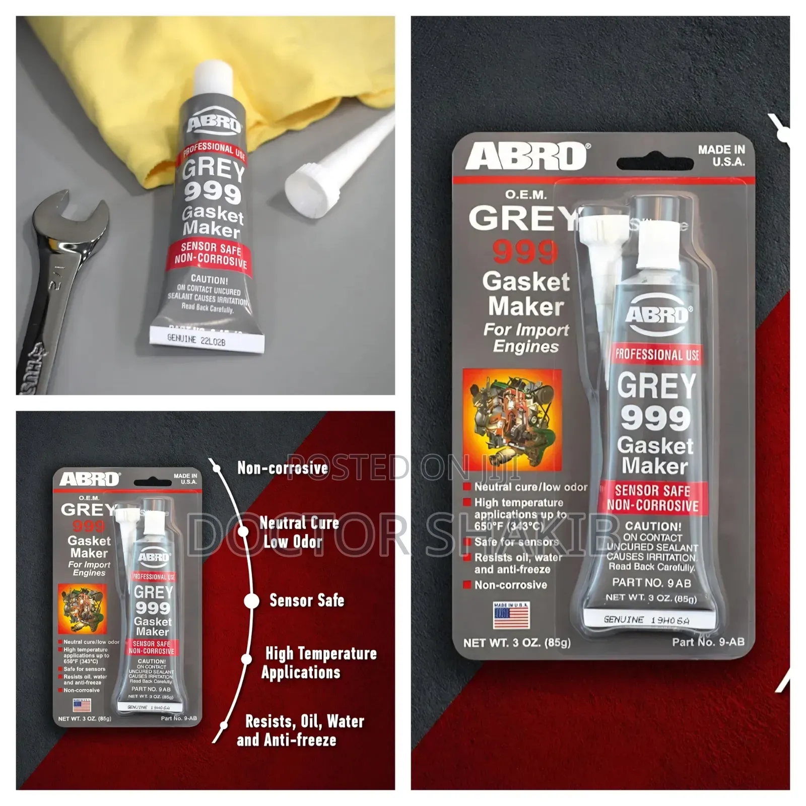 ABRO Grey 999 RTV Silicone Gasket Maker.