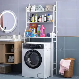 Free Standing Bathroom Organizer Shelf With Towel Bar