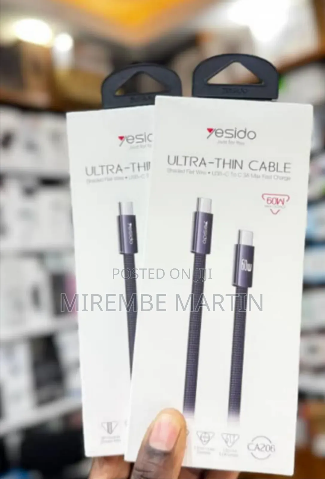 Yesido Ultra Thin Cable C to C 60W Max Output Cable