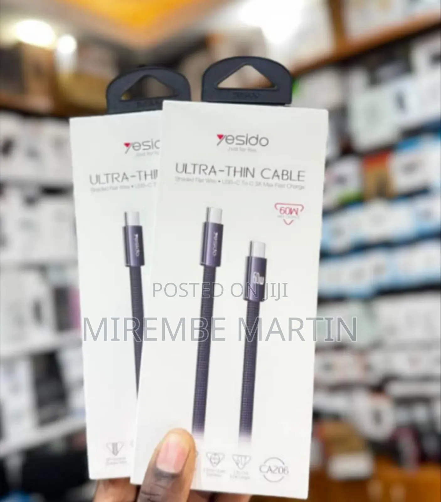 Yesido Ultra Thin Cable C to C 60W Max Output Cable