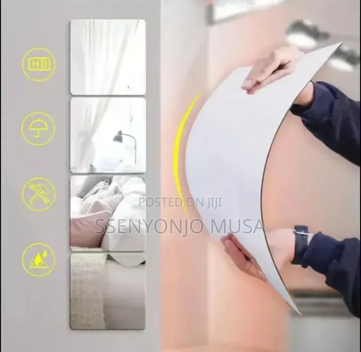Self-Adhesive Wall Sticker Mirror 12 × 8cm Acrylic Frameless (1PC)