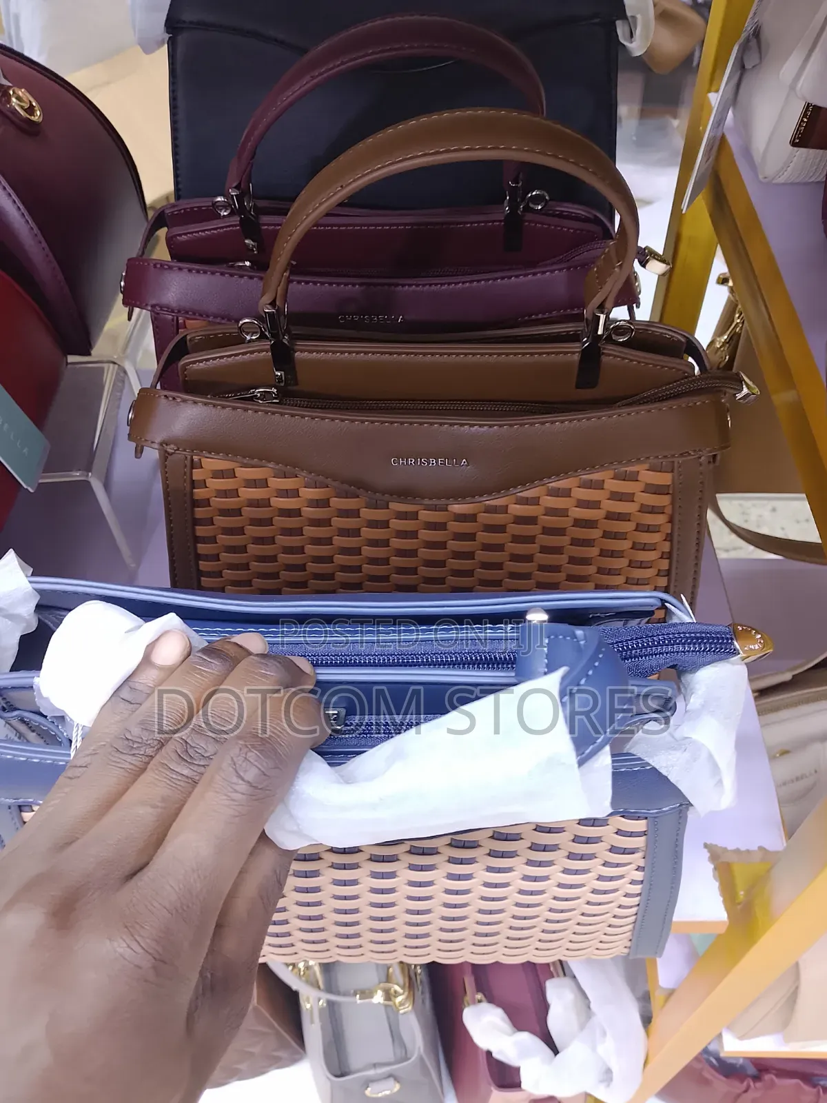 CHRISBELLA Elena Woven Leather Satchel Bag Wallet Set