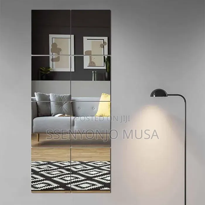 8PCS Self-Adhesive Acrylic Mirror Tiles 8" × 8" Frameless Wall Mirrors