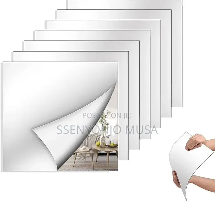 8PCS Self-Adhesive Acrylic Mirror Tiles 8" × 8" Frameless Wall Mirrors