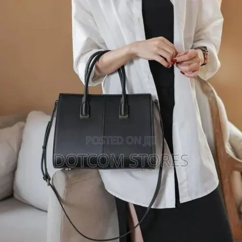 Black ChrisRosy Faux-Leather Corporate Satchel Tote Hand Bag