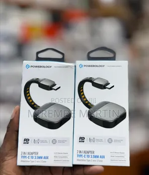 Powerology 2-in-1 Type-C to 3.5mm AUX Adapter