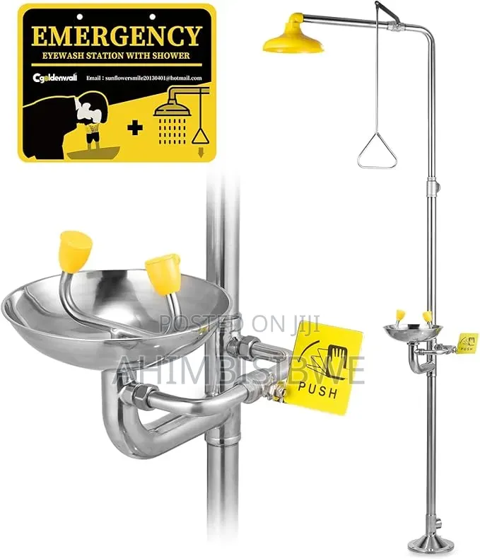 Stainless Steel Emergency Shower With Eye Wash Sink