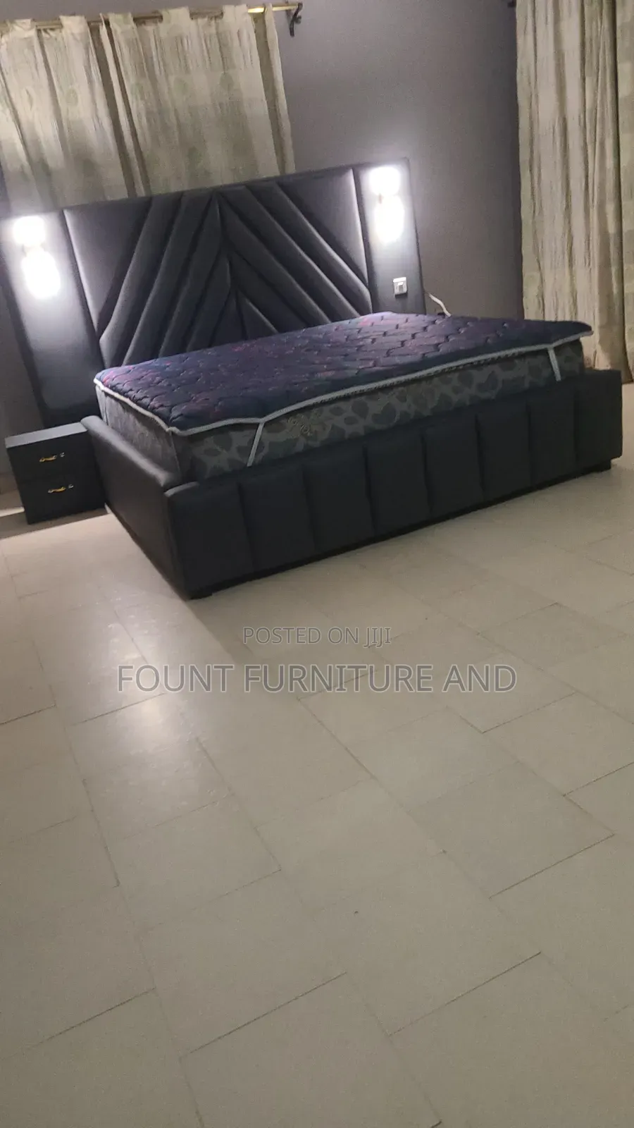 6 by 6 Bed With Colored Lights and 2 Bed Sides