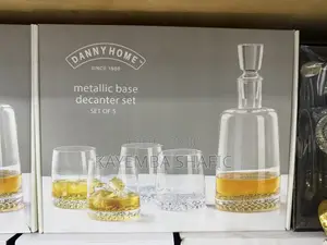Danny Home Luxury 5-Piece Metallic Base Whiskey Decanter Set