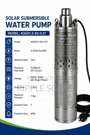 370w AC Borehole Water Pump 80m Deep Well Submersible Pump