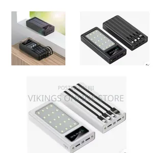 Universal 30000mAh Fast Solar Power Bank Built in Dual Cable