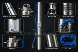 250w-7500w Solar Borehole Water Pumps 40m-280m Head AC/Dc