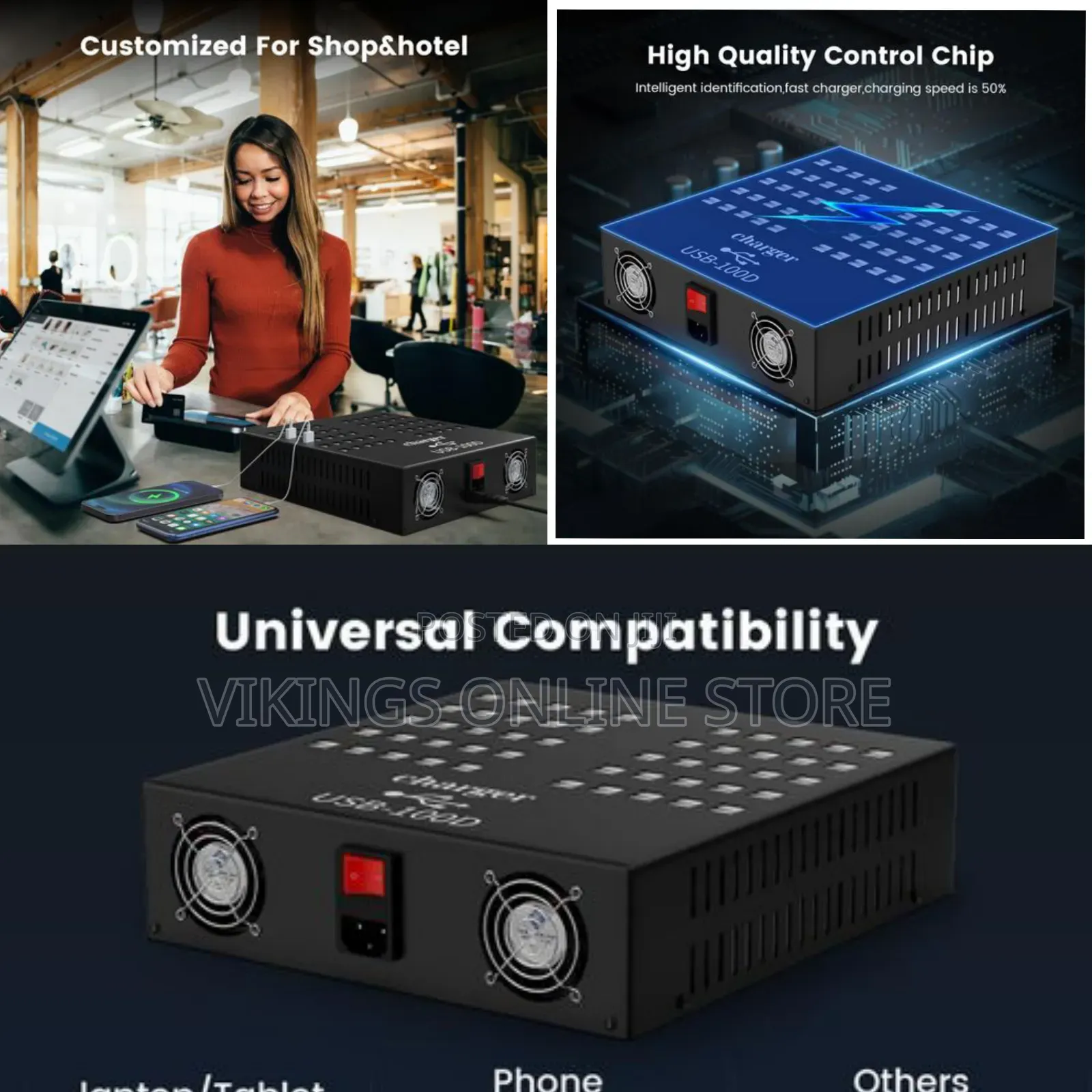 USB Charger, Adson 100 Port 700Watt(140A) USB Charging Station