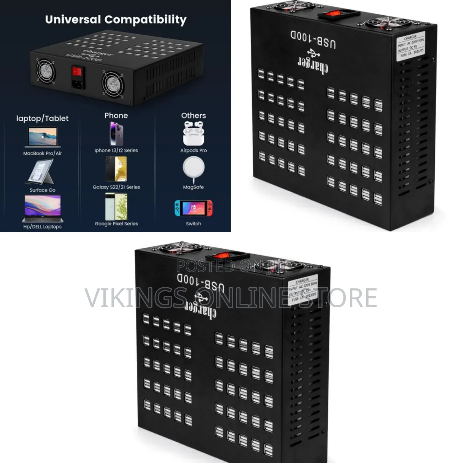 USB Charger, Adson 100 Port 700Watt(140A) USB Charging Station