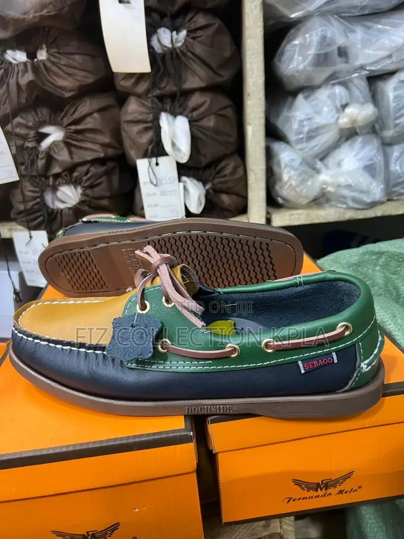 Sebago Docksides Portland Spinnaker Navy, Beige Green Boat Shoes
