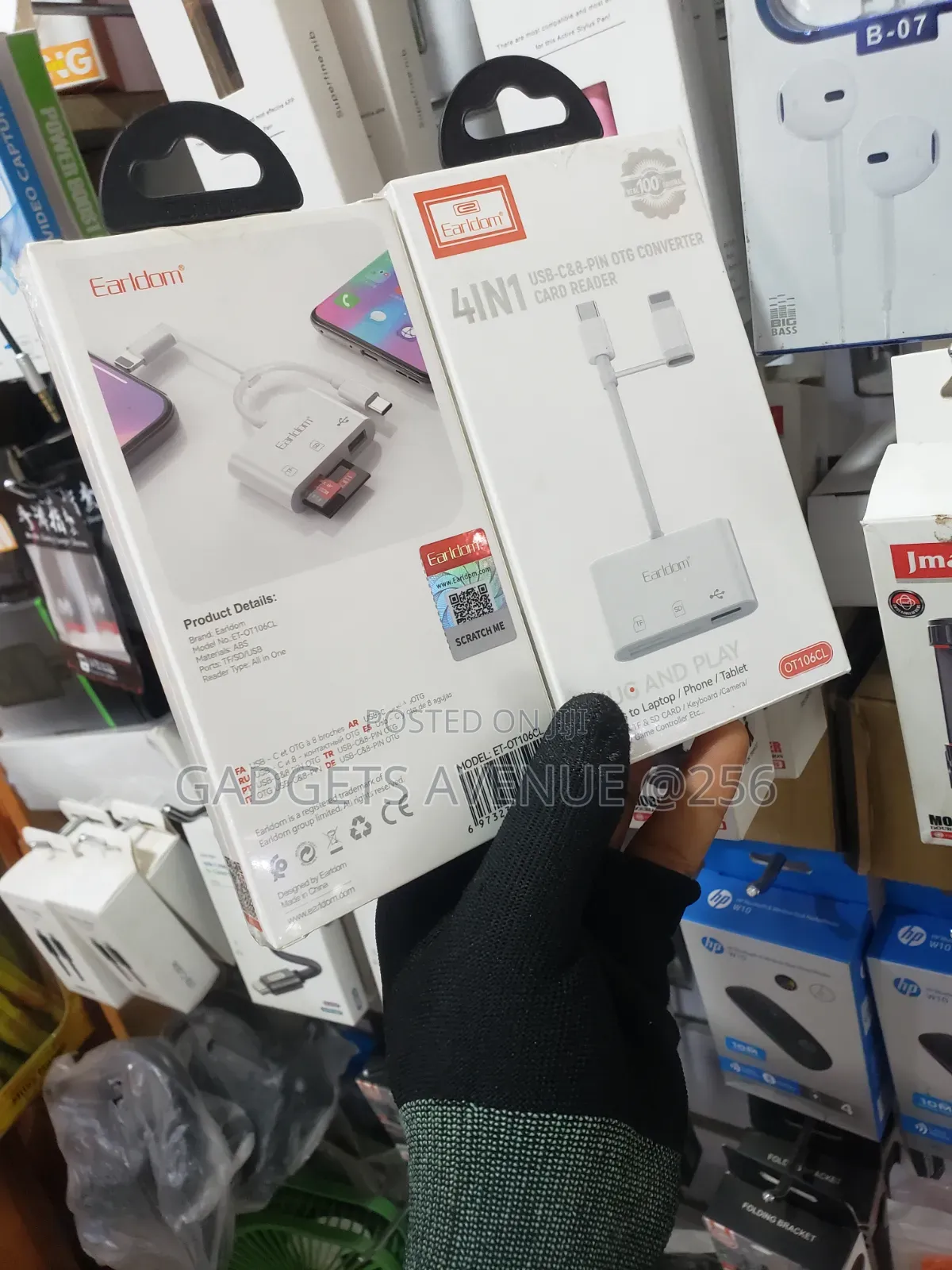 Earldom OT106CL 4-in-1 USB-C and 8-Pin OTG Converter Card Reader .
