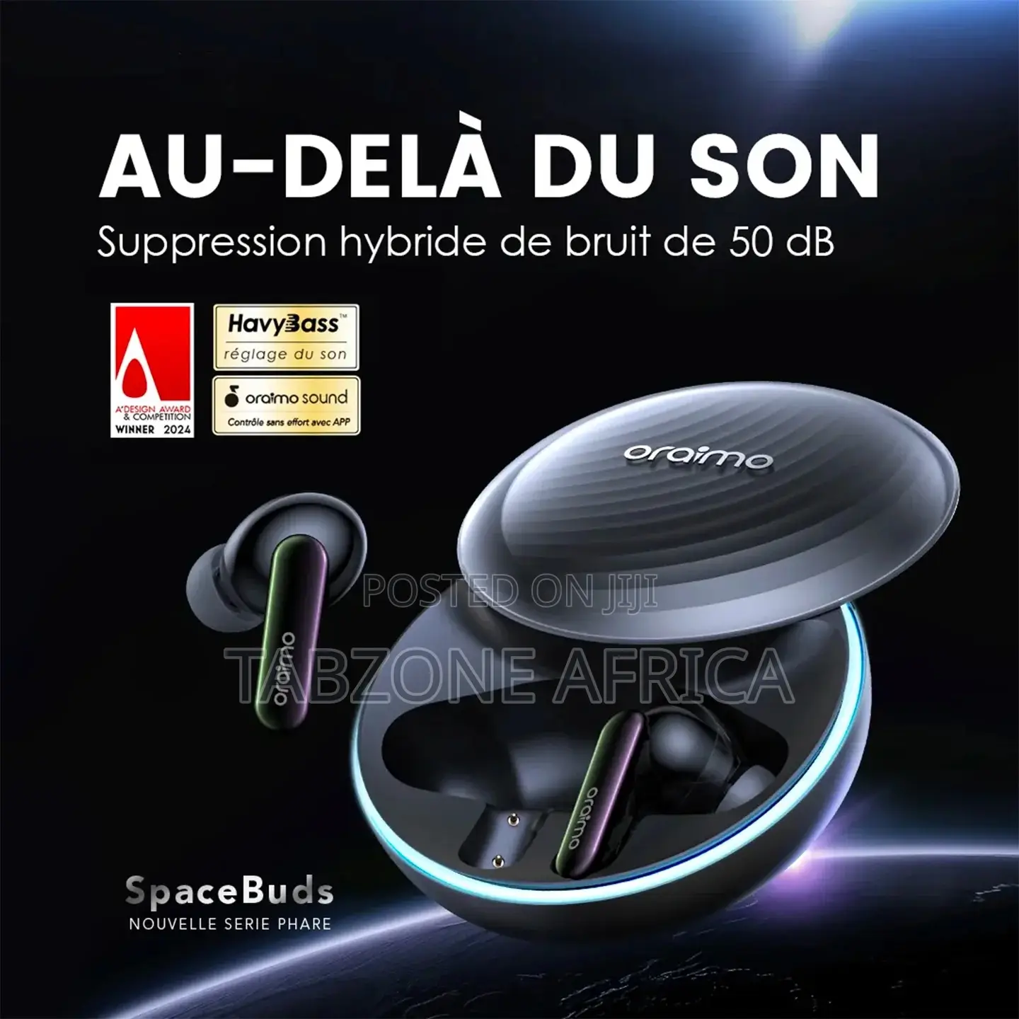 Oraimo SpaceBuds True Wireless–Hybrid ANC, HavyBass Premium Sound