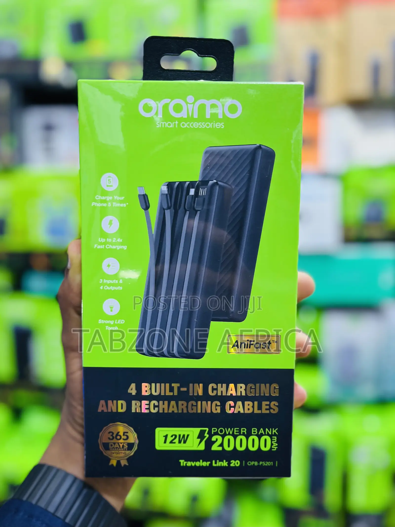 Oraimo Traveler Link 20 20000mAh Power Bank With Built-in Cables