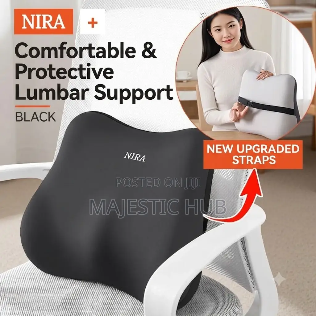 Lumbar Support Pillow – Memory Foam Back Cushion With Adjustable Strap
