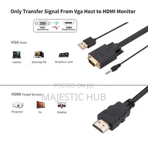 VGA to HDMI Converter Cable 1080P – 1.8M VGA Male to HDMI Male Adapter