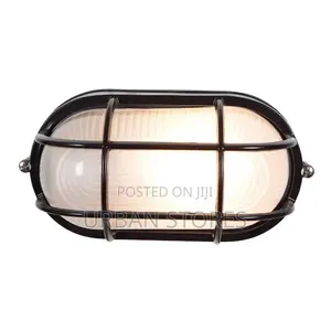 Outdoor Oval Bulkhead Light Fitting With Frosted Glass - Max 60W