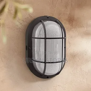 Outdoor Oval Bulkhead Light Fitting With Frosted Glass - Max 60W