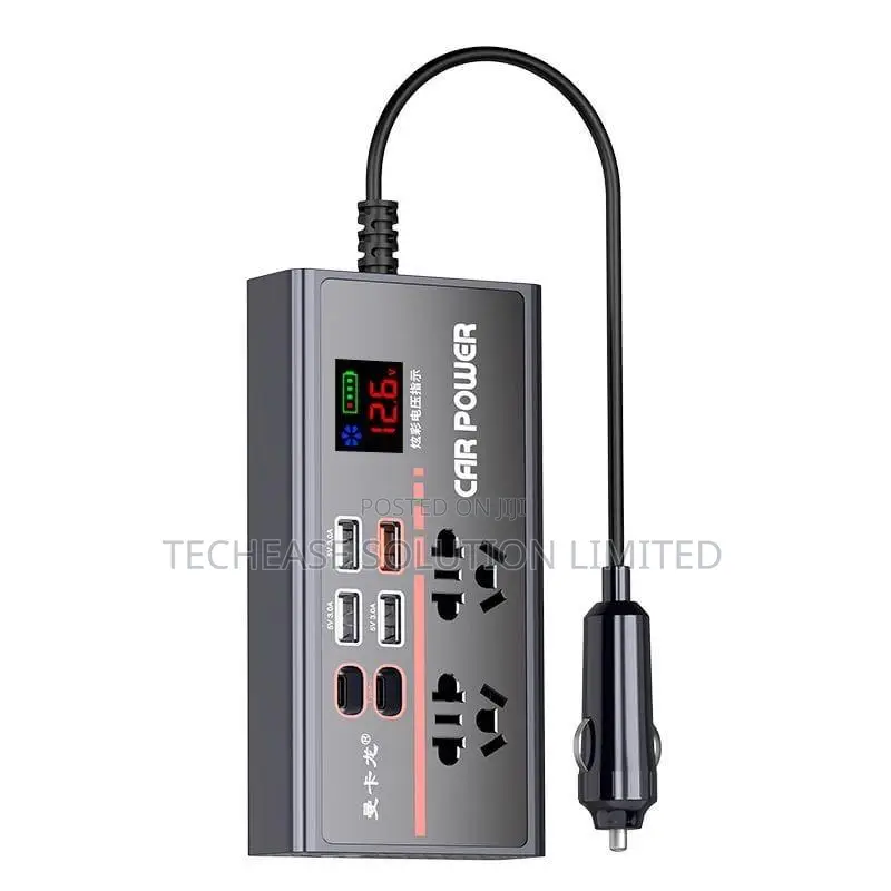 Car Power Inverter 12v/24v to 220V – 9-Port Car Charger