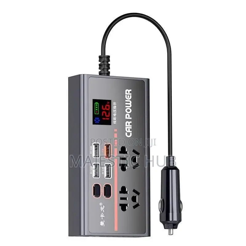 Car Power Inverter 12v/24v to 220V – 9-Port Car Charger