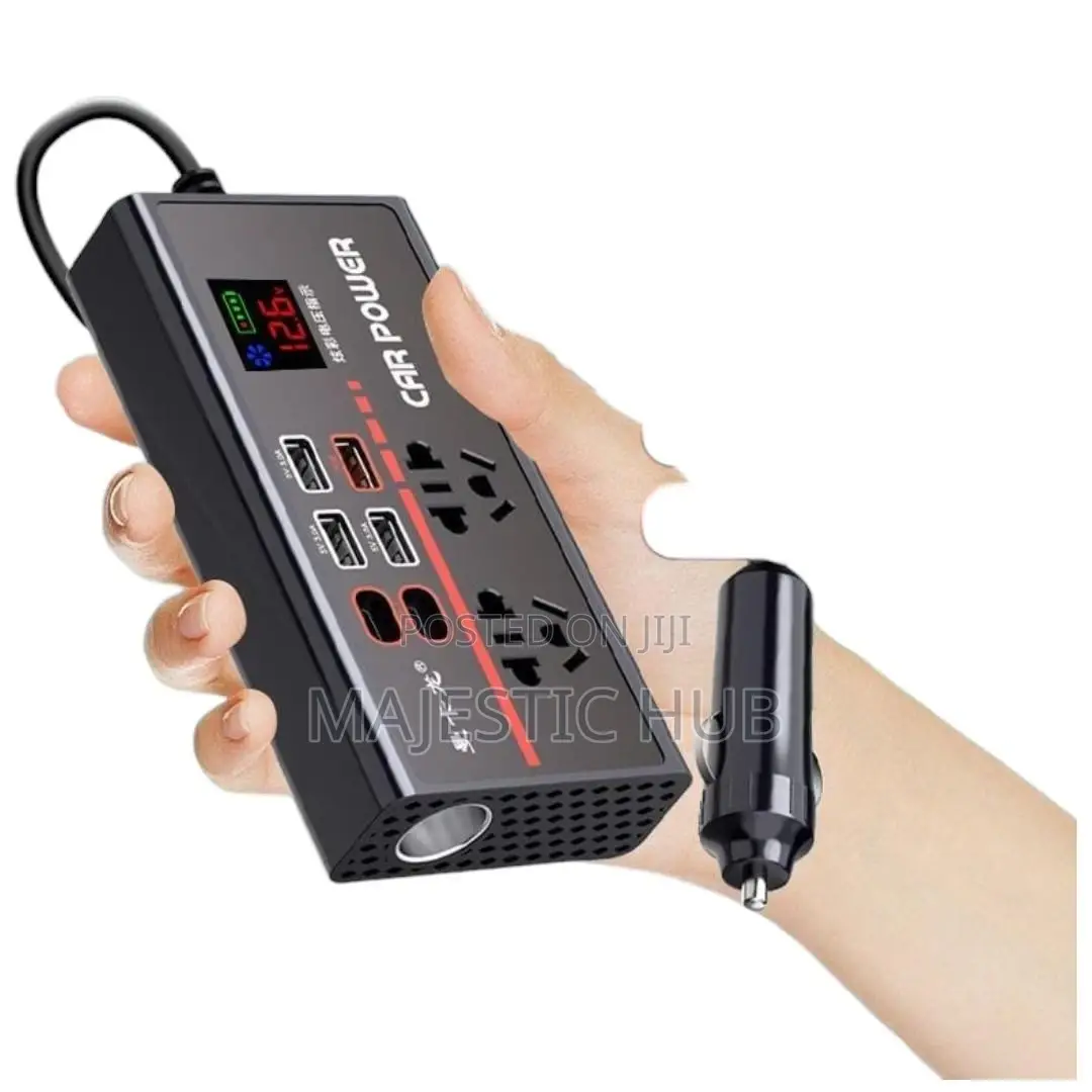 Car Power Inverter 12v/24v to 220V – 9-Port Car Charger