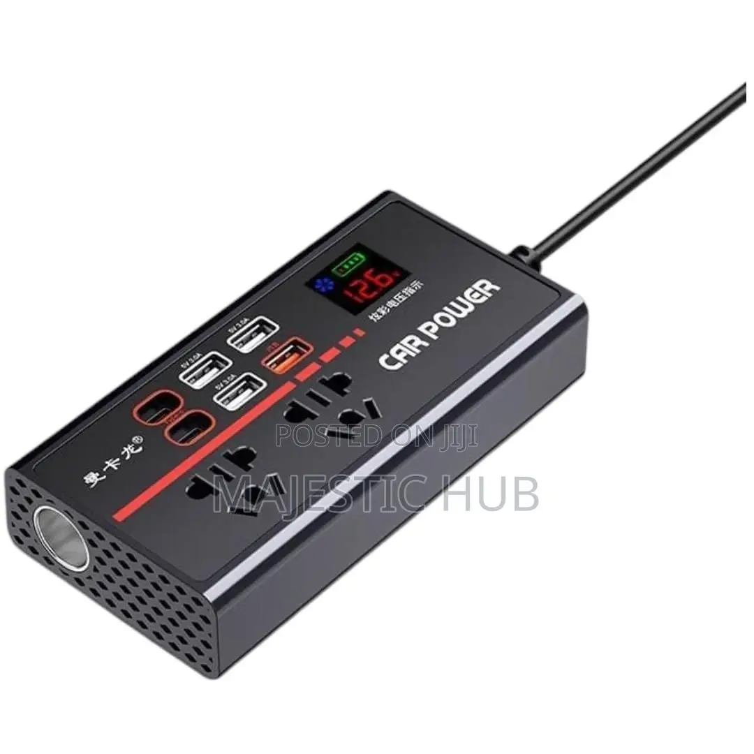 Car Power Inverter 12v/24v to 220V – 9-Port Car Charger