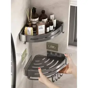 2-Pack No-Drill Bathroom Racks Corner Shelf – Wall-Mounted