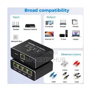 RJ45 Internet Splitter - 1 to 4 - 1000Mbps - Gigabit Ethernet Hub