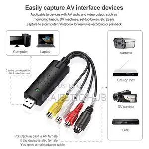 USB 2.0 Video Capture Card RCA to USB – Audio Video Converter Adapter