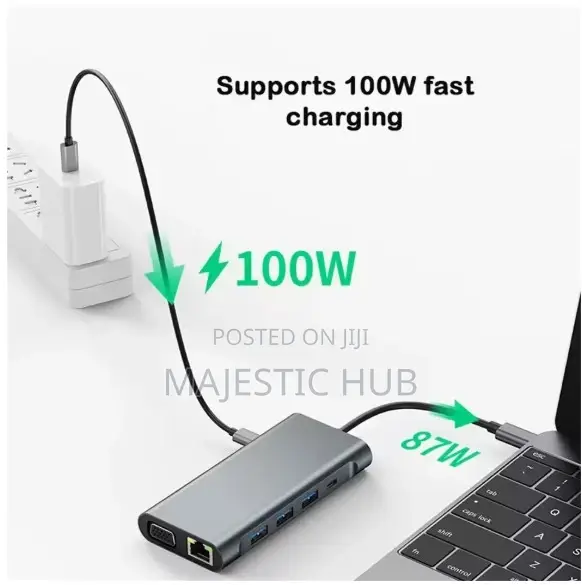 11-in-1 USB Type-C Hub – Hdmi, Vga, Rj45 Ethernet, Sd/Tf, Pd