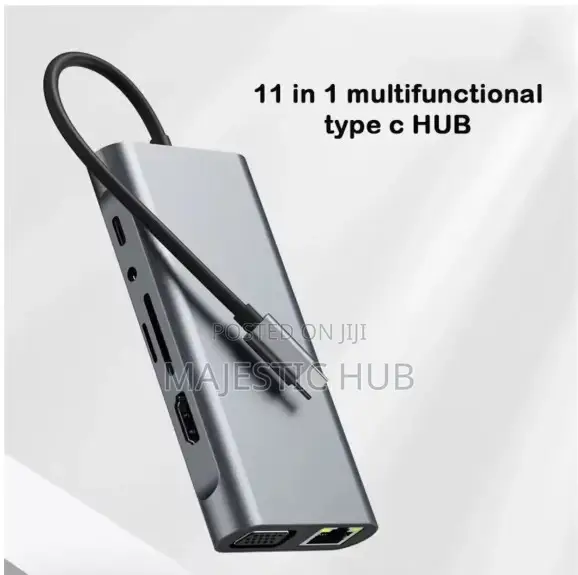 11-in-1 USB Type-C Hub – Hdmi, Vga, Rj45 Ethernet, Sd/Tf, Pd