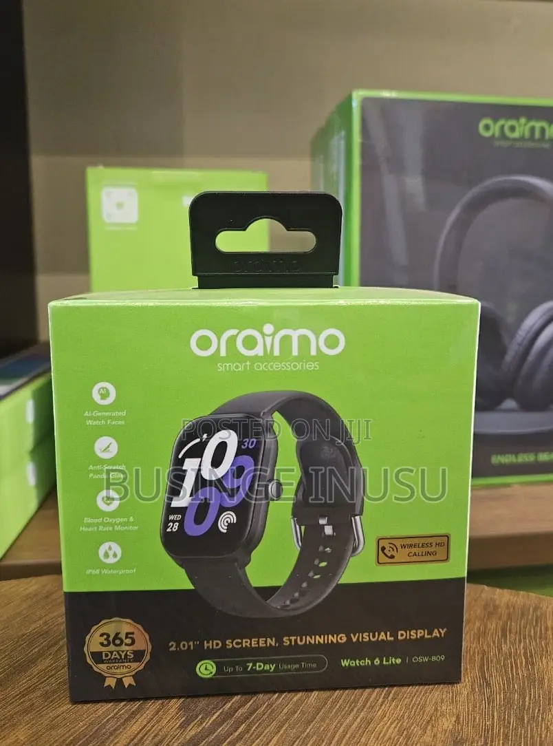 Oraimo Watch 6 Lite 2.01” HD Screen Smart Watch 24 Hour Health