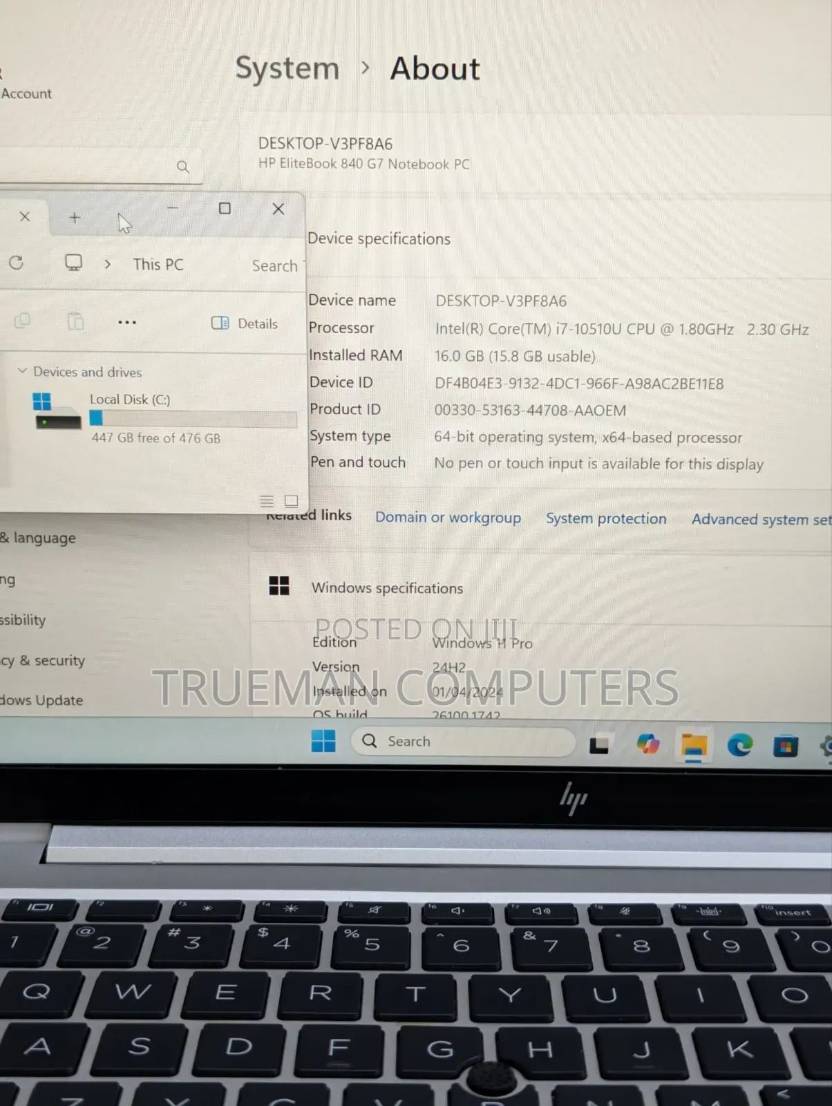 Laptop HP EliteBook 840 G7 16GB Intel Core i7 SSD 512GB