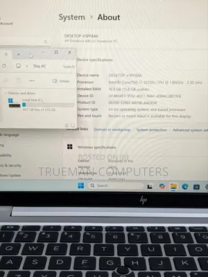 Laptop HP EliteBook 840 G7 16GB Intel Core i7 SSD 512GB