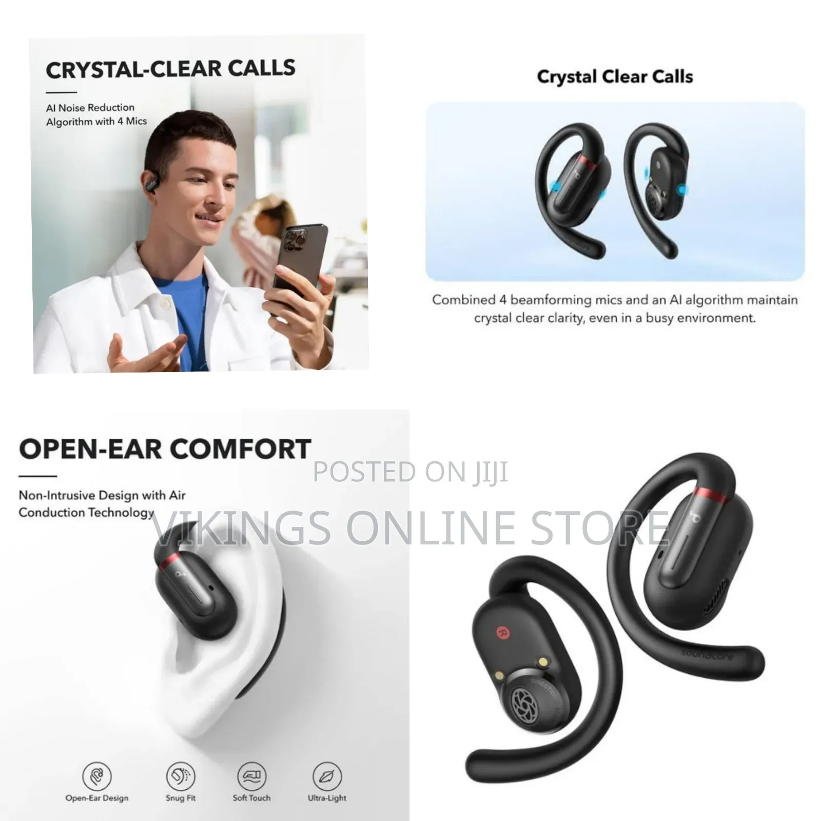 Soundcore V30i Open-Ear Headphones With P20i Noise Cancelling