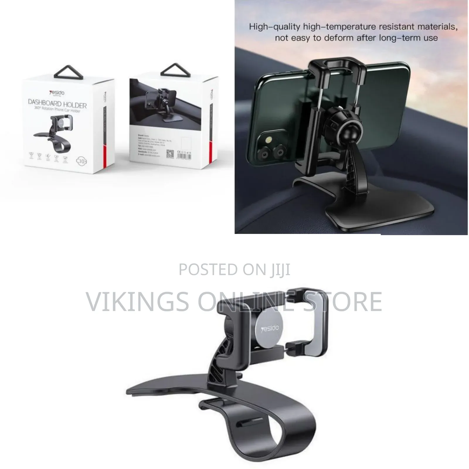 Go-Des C103 Car Dashboard Mount Phone Holder Stand Spring Clip on Crad