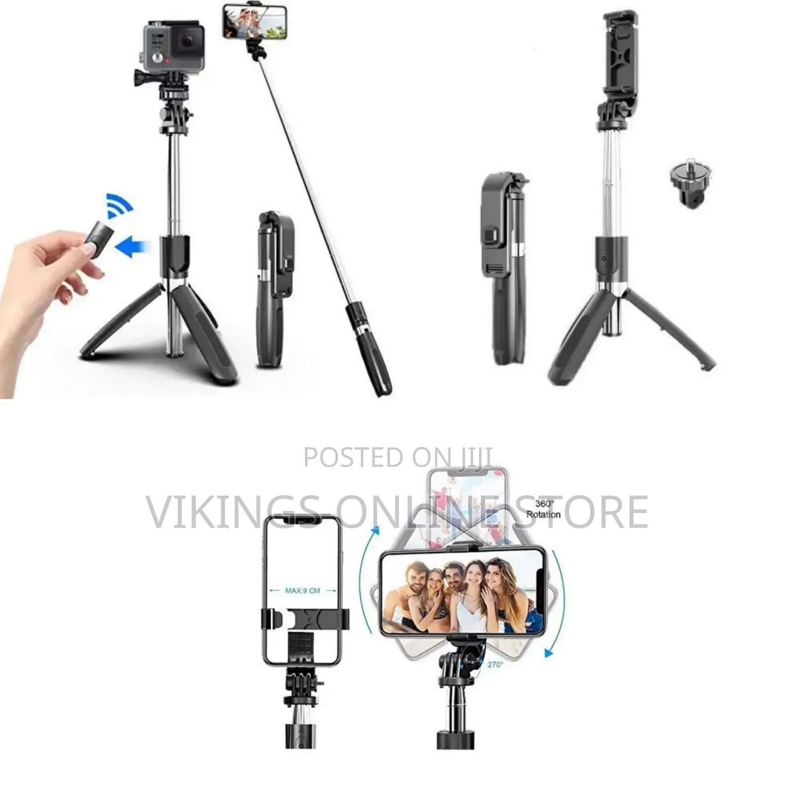 4 In1 Wireless Selfie Stick With Bluetooth Remote and Mobile Tripod