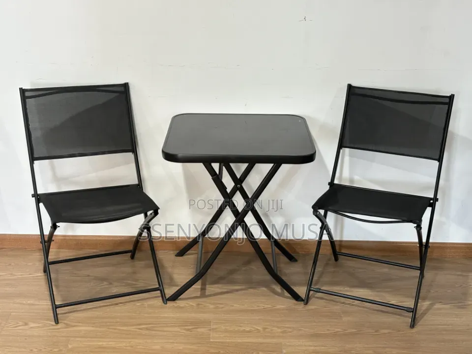 Folding Square Glass Dining Table – 60 × 59 Cm, Black
