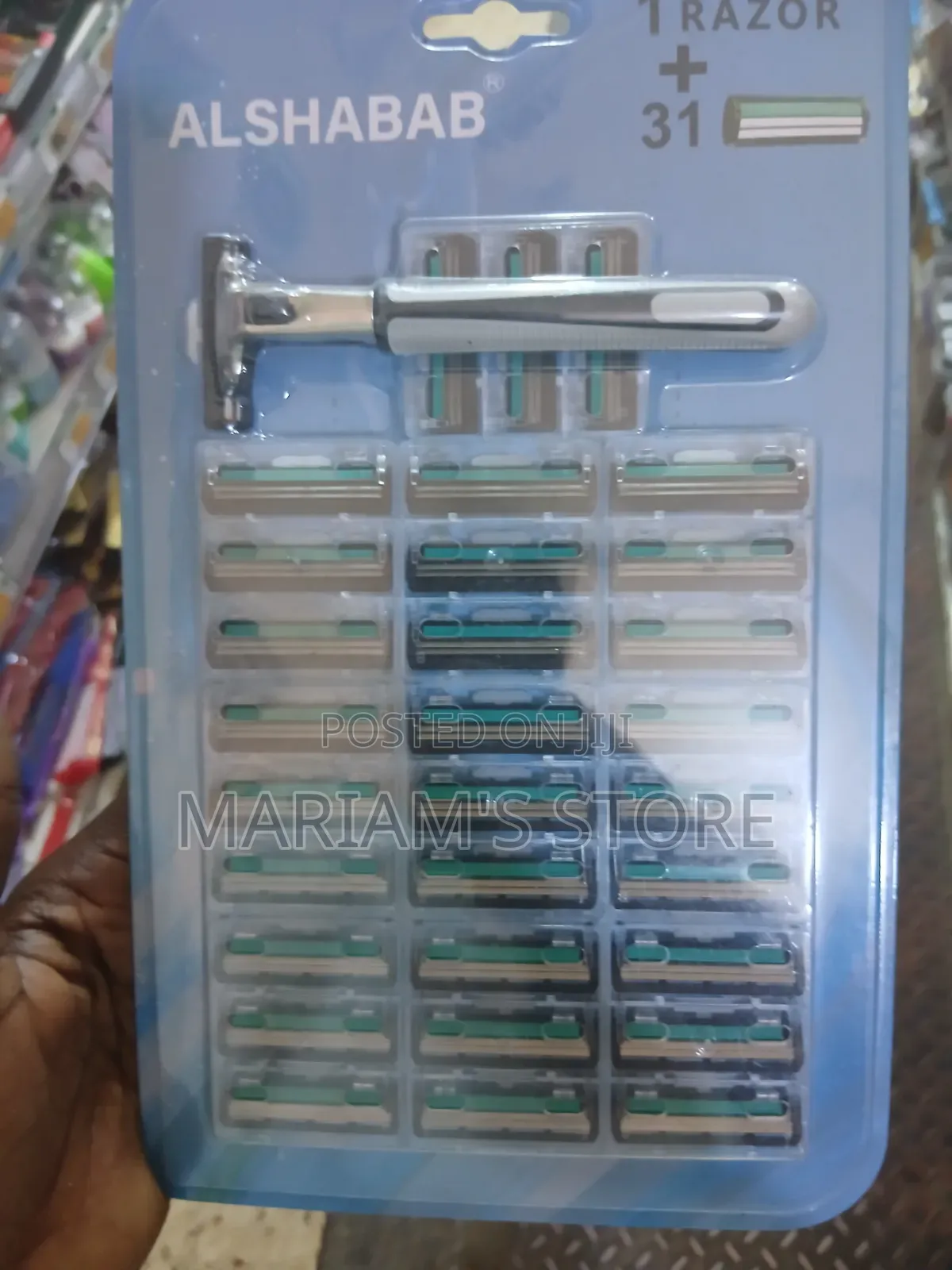 Razor Set Witha Stainless Steel Handle and 31 Replacement Cartridges.