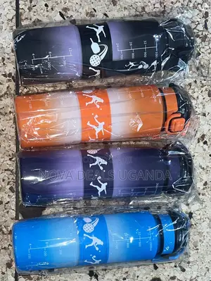 36oz/1 Liter Multicolored Plastic Drinking Water Bottle With Straw