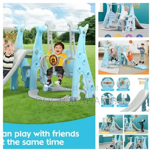 4-in-1 Indoor/Outdoor Swing Set for Kids With Basketball Hoop
