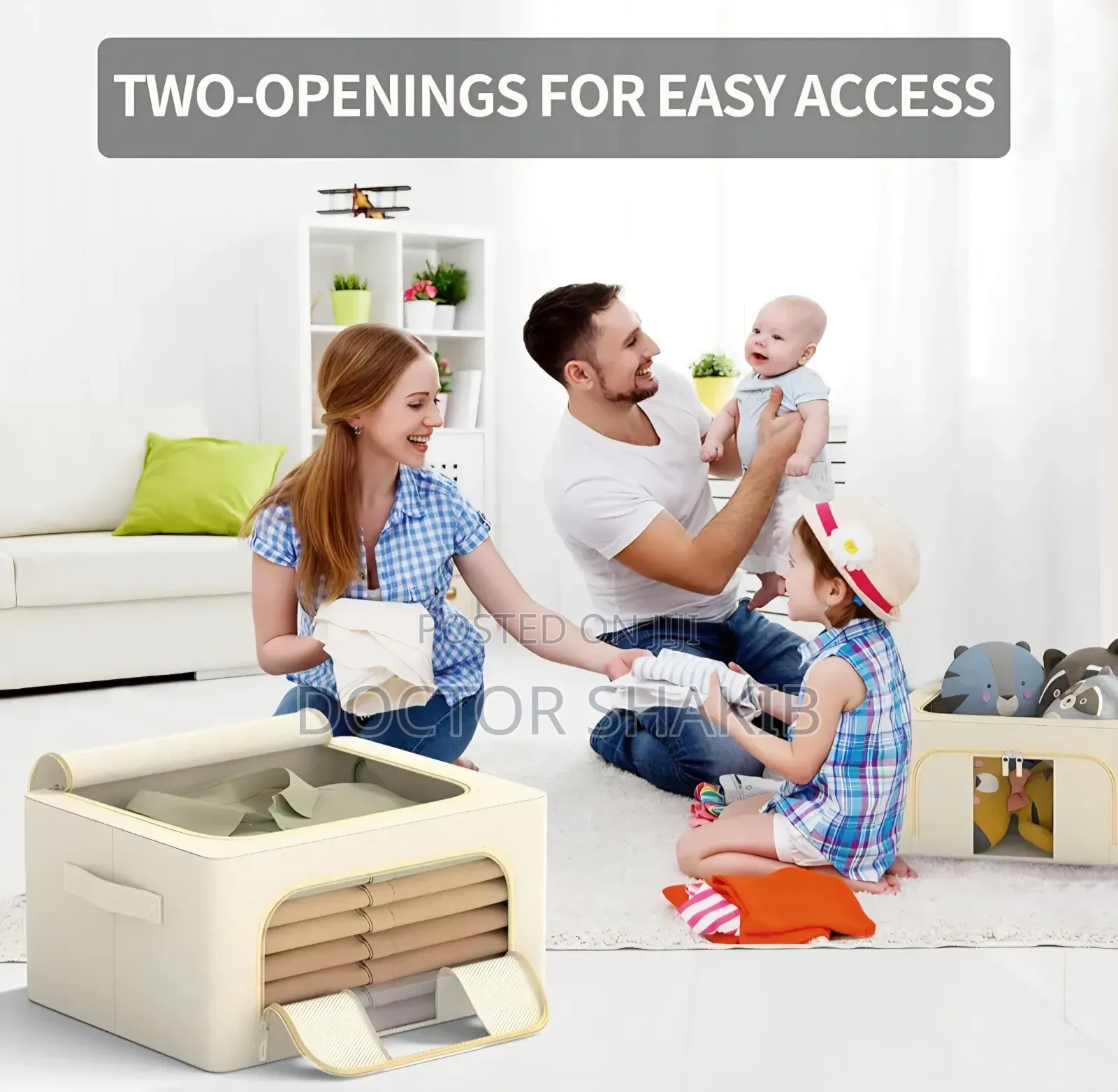 3pcs Foldable Cotton-Linen Clothes Storage Bins