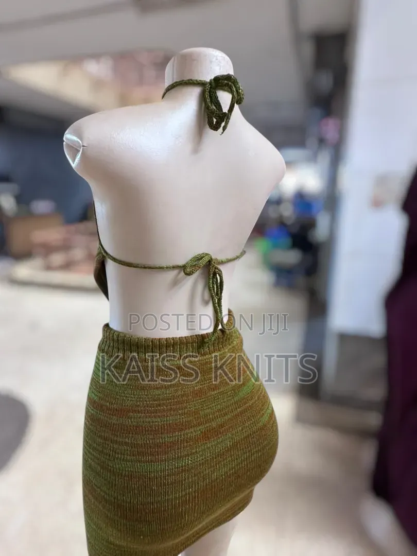 Brown Two Piece Knitted Skirt and Top
