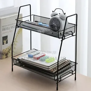 Unique Two-Tiered Metal Mesh Multipurpose Storage Shelf