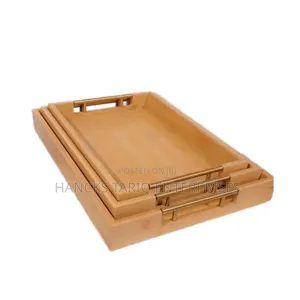 Set of Three Nested Wooden Serving Trays