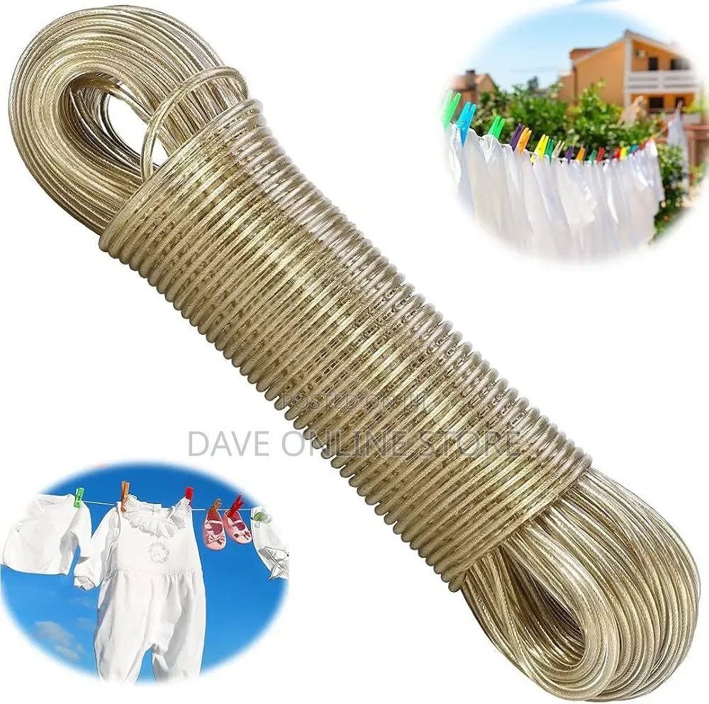 50m PVC Plastic Coated Steel Wire Rope Clothesline -